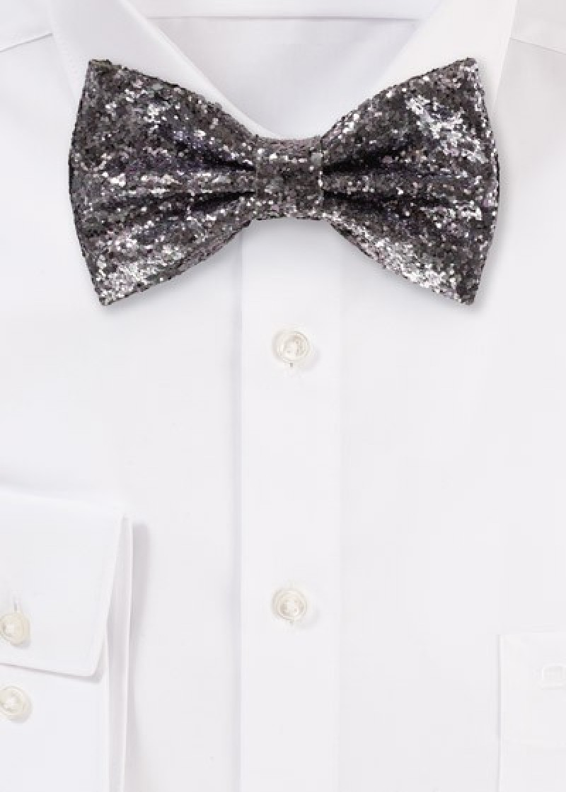 Papillon da uomo glitterato grigio