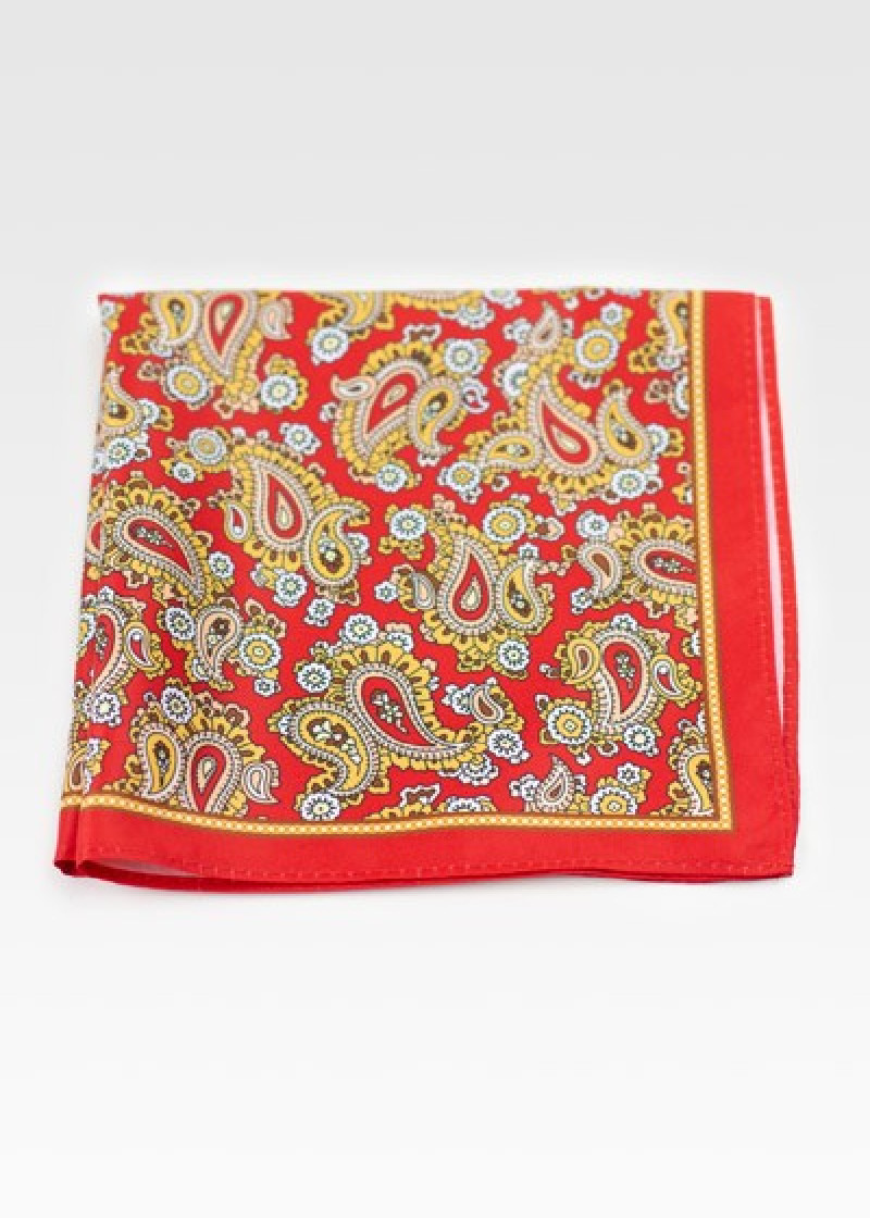 Sciarpa Cavalier con motivo Paisley Rosso