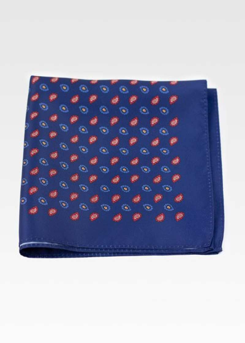 Quadretto da taschino piccolo paisley blu navy