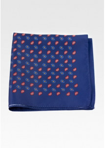 Quadretto da taschino piccolo paisley blu...
