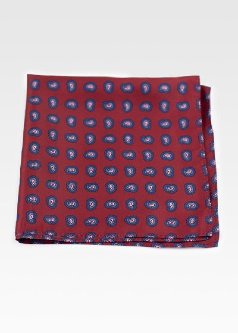 Sciarpa Cavalier Small Paisley Pattern Bordeaux