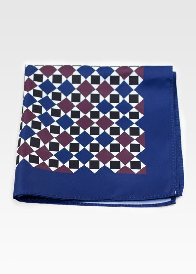 Sciarpa ornamentale stile retrò blu navy bianco