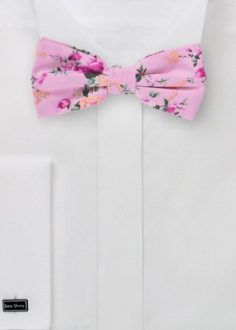 Papillon in cotone con motivo floreale blu opaco