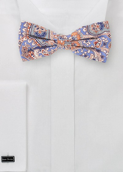 Herrenschleife Paisleymuster stahlblau