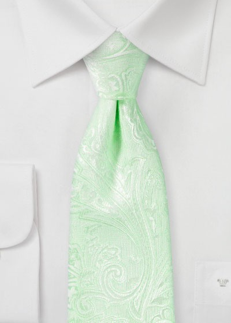 Cravatta colta con motivo paisley verde chiaro