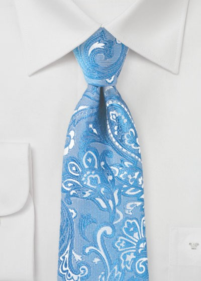 Cravatta dignitosa con motivo paisley blu cielo
