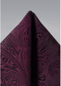 Einstecktuch überschäumendes Paisleymuster bordeaux und schwarz