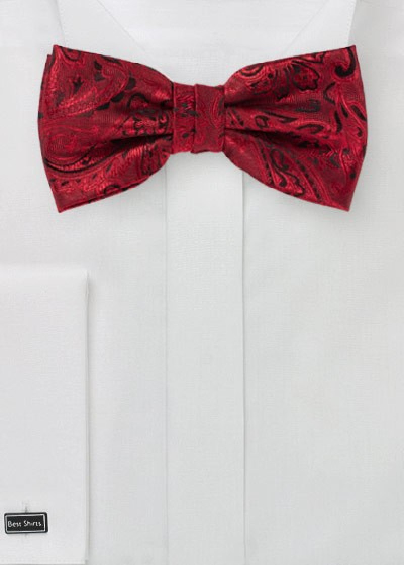 Uomo Papillon Top Moda Paisley Rosso