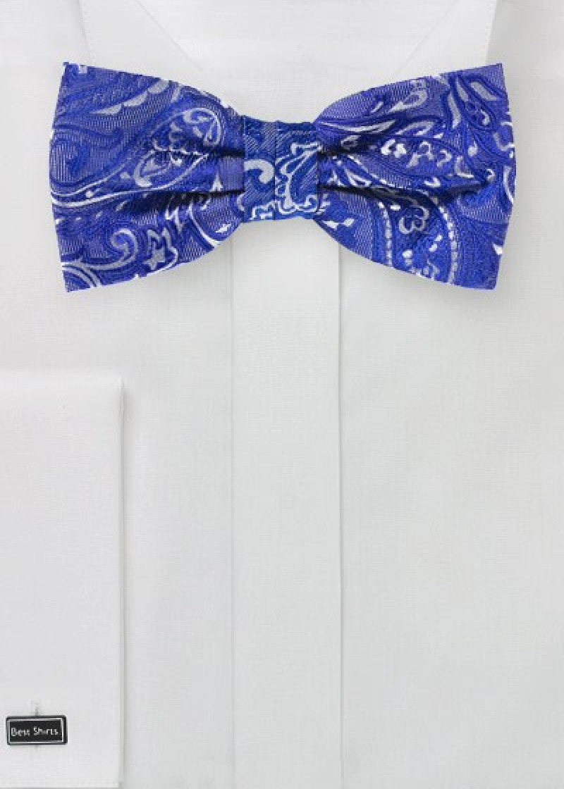 Papillon da uomo con motivo Paisley moderno blu