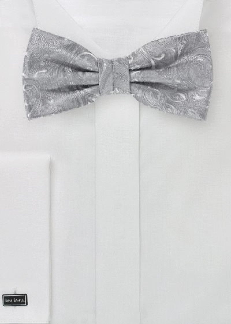 Papillon da uomo con motivo Paisley Argento Grigio