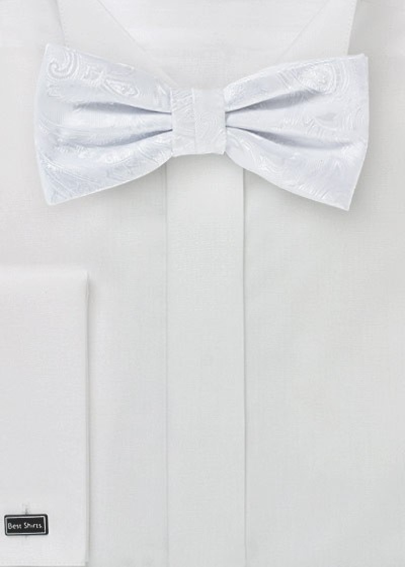 Papillon moderno motivo paisley bianco