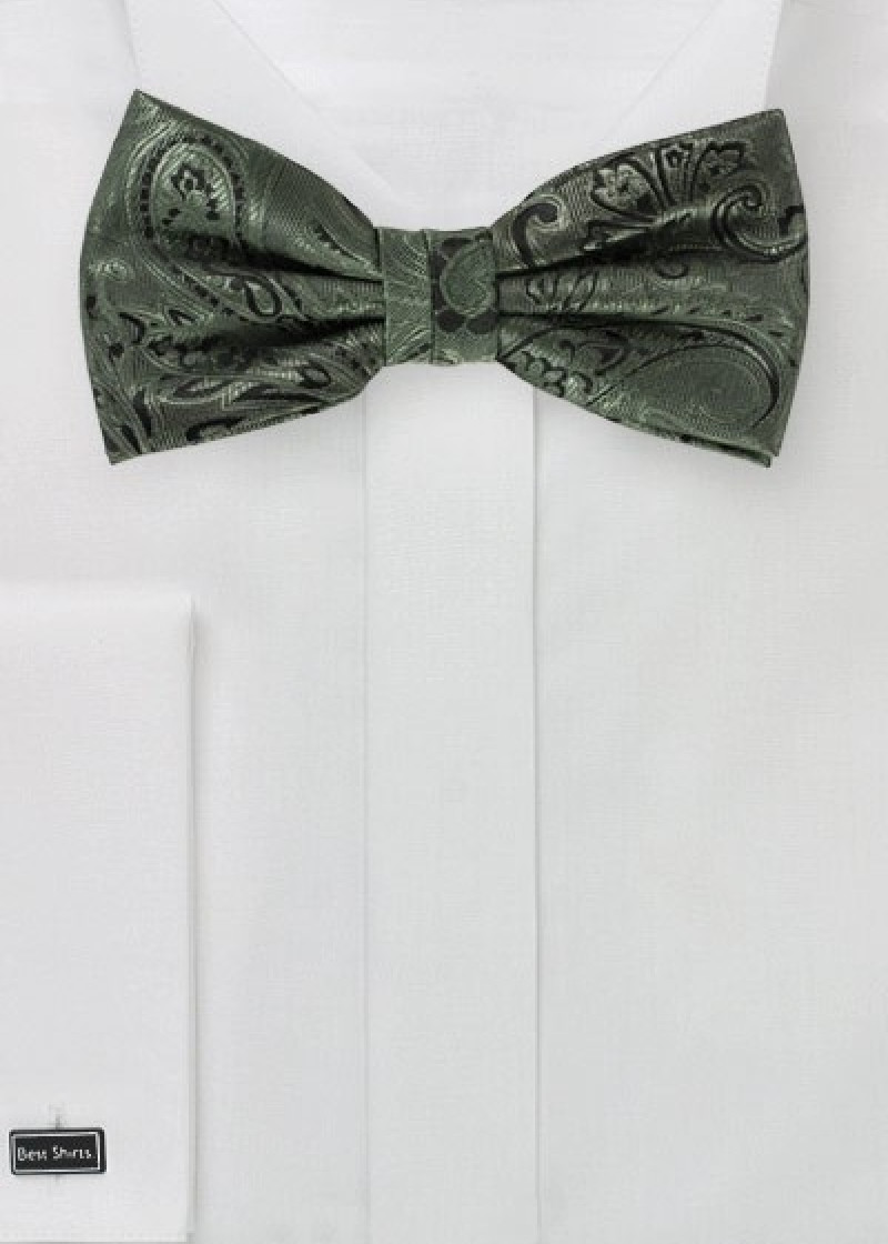 Papillon elegante paisley verde oliva