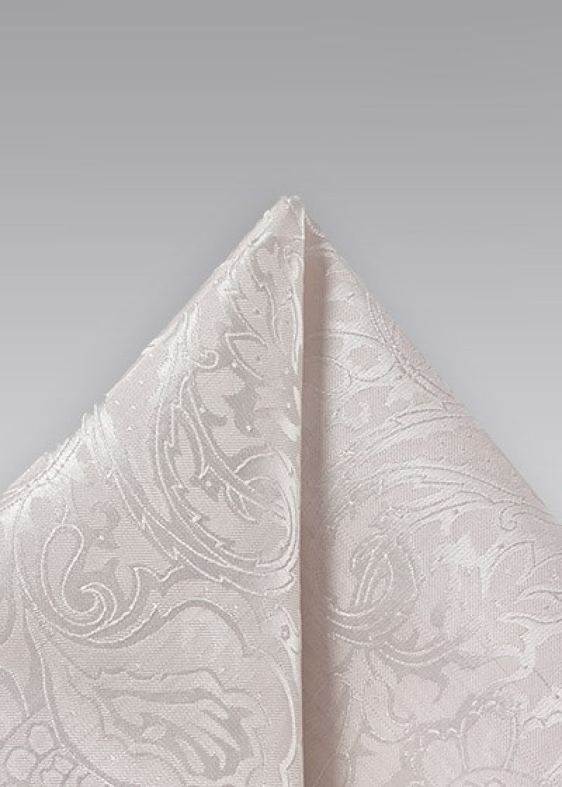 Pochette da taschino crema con motivo floreale