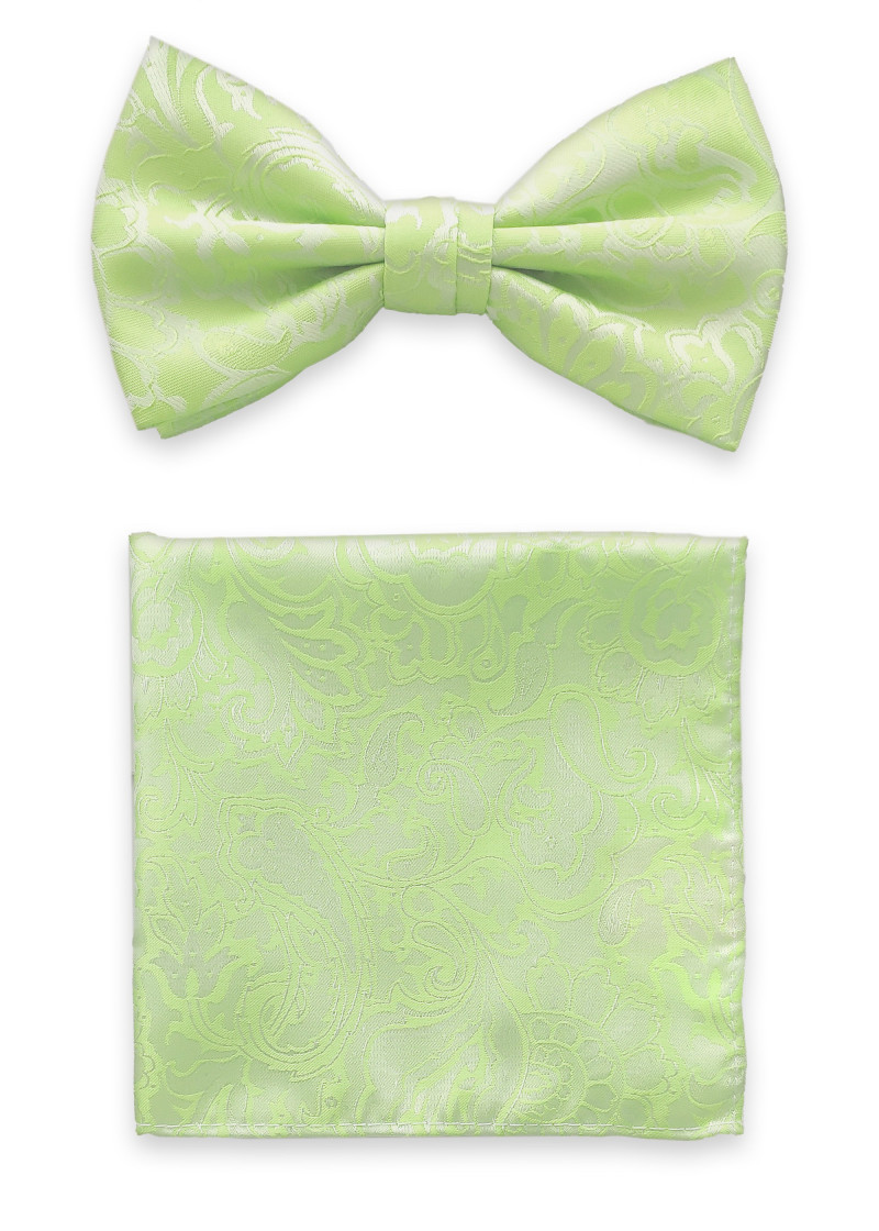 Papillon e fazzoletto da taschino verde chiaro