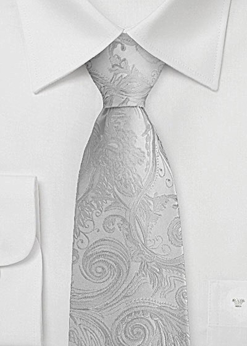 Cravatta dignitosa paisley bianco antico
