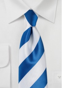 Cravatta business bianco neve blu reale a...