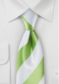 Cravatta business bianca a righe verdi nobili