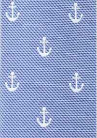 XXL-Krawatte schmal geformt Anker-Muster himmelblau