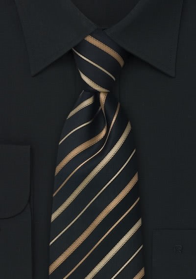 Cravatta nera righe oro