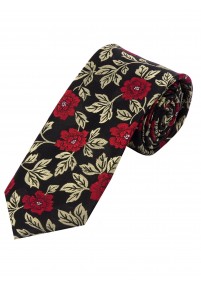 Cravatta extra slim con motivo floreale nero