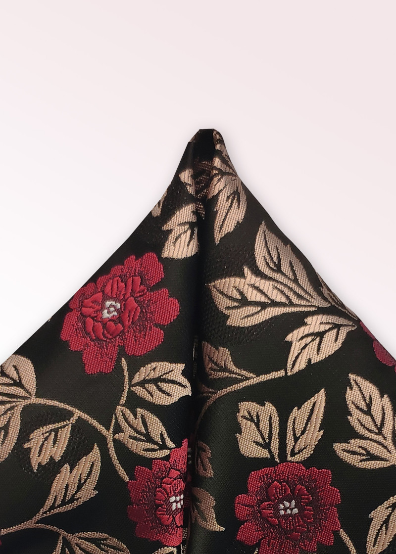 Pochette da taschino con motivo floreale, nero