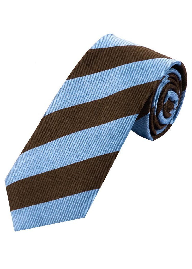Cravatta da uomo a righe blu chiaro e marrone