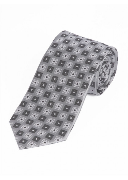 Krawatte silber Viereck-Ornamente