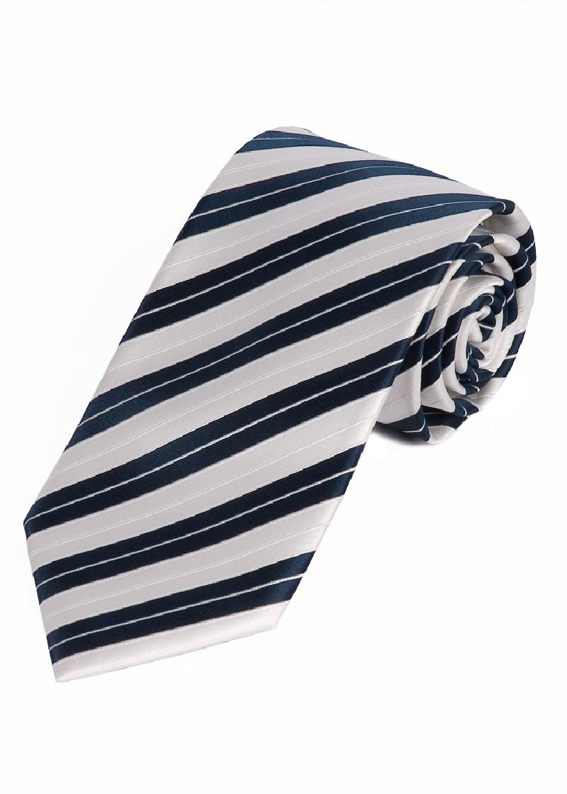 Cravatta a righe Bianco neve Blu notte