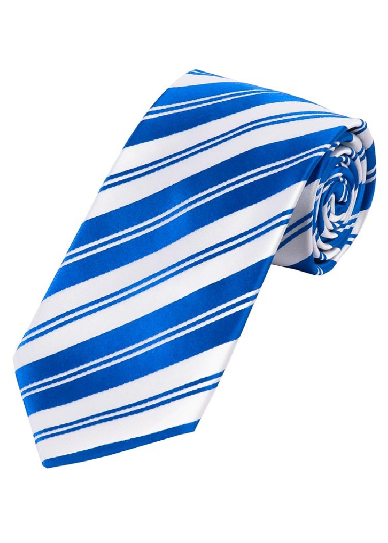 Cravatta da uomo a righe Bianco perla blu reale