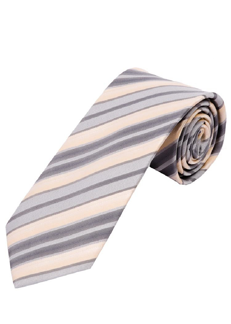 Cravatta a righe grigio crema argento