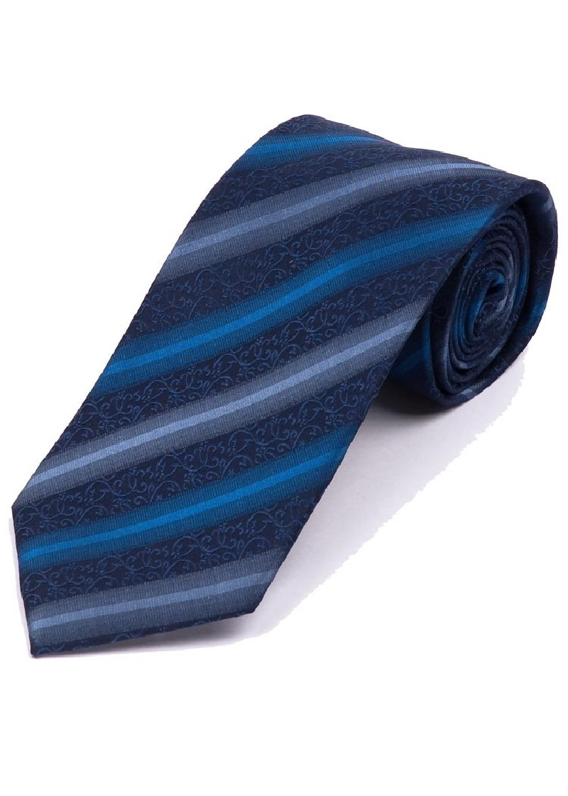 Cravatta da uomo con disegno floreale a righe blu