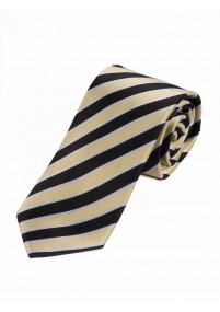 Krawatte dezentes Streifen-Dessin goldfarben teerschwarz weiß