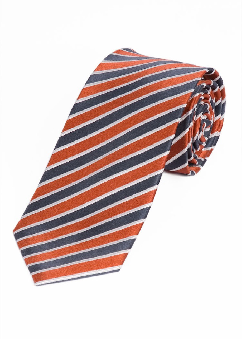 Cravatta elegante a righe arancio rosso grigio
