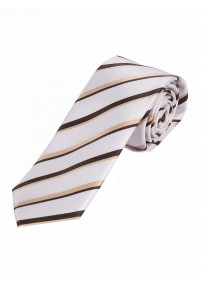 Krawatte modisches Streifen-Dekor weiß dunkelbraun beige