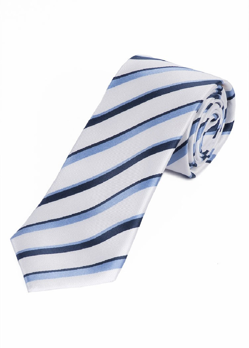 Cravatta elegante a righe bianco tortora blu navy