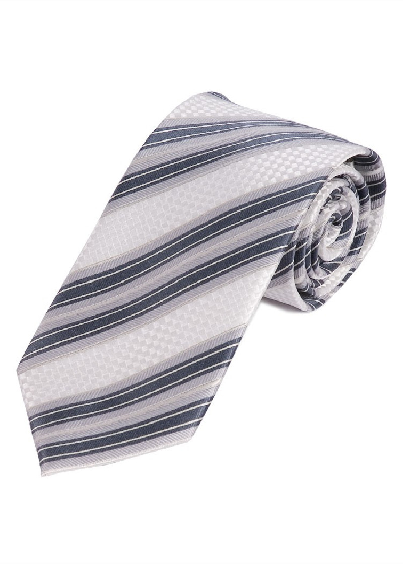 Cravatta da uomo con motivo a righe bianco grigio
