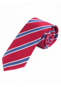 Krawatte modisches Streifen-Dessin rot weiß ultramarin