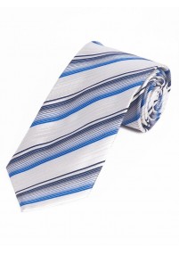 Krawatte edles Streifen-Dekor weiß hellblau navy
