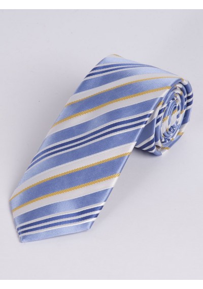 Krawatte raffiniertes Streifen-Dessin hellblau  weiß gelb