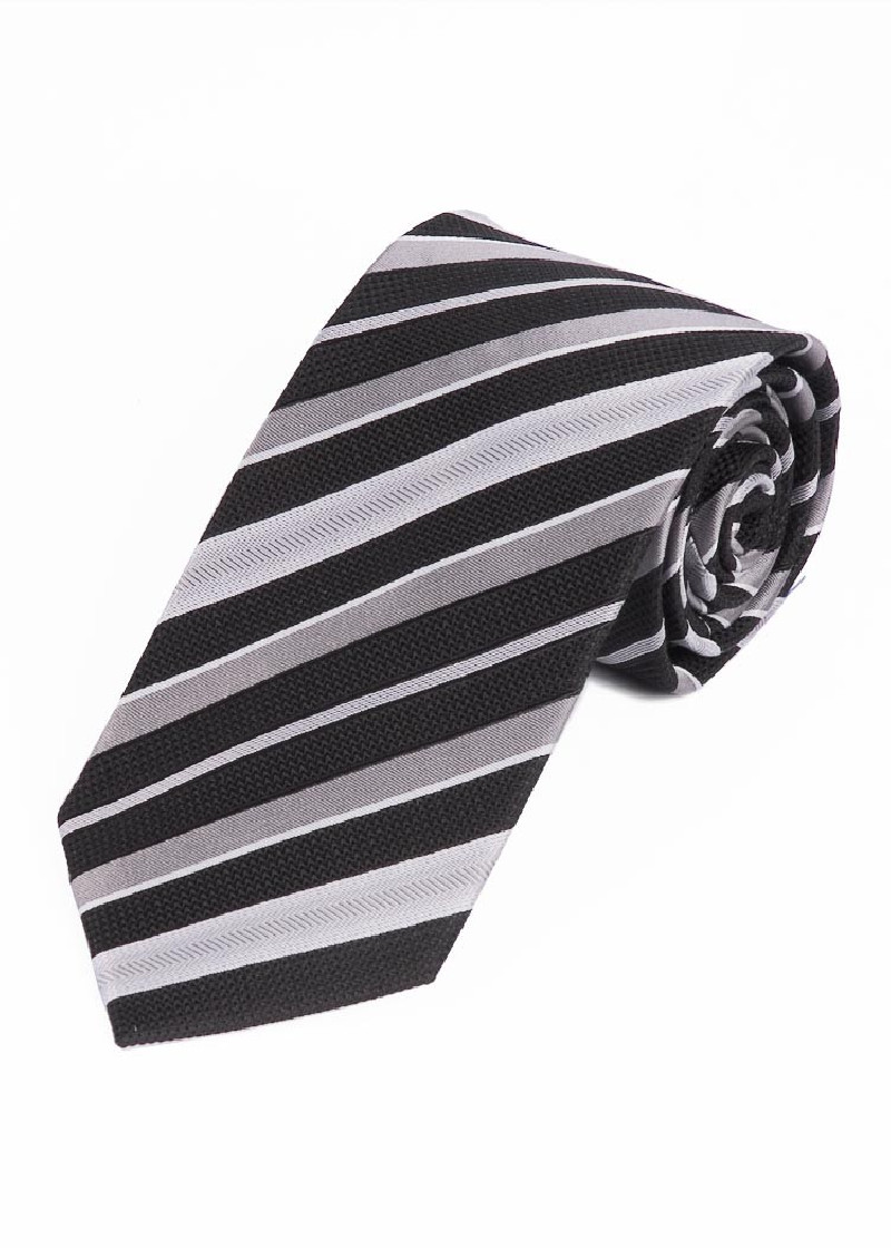 Cravatta alla moda a righe Asfalto Nero Grigio