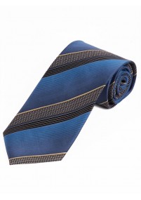 Modische Krawatte gestreift königsblau ecru asphaltschwarz