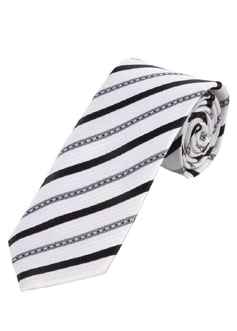 Cravatta alla moda a righe nero profondo, bianco