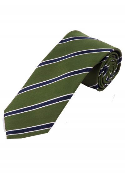 Markante Krawatte streifengemustert olivgrün navyblau perlweiß