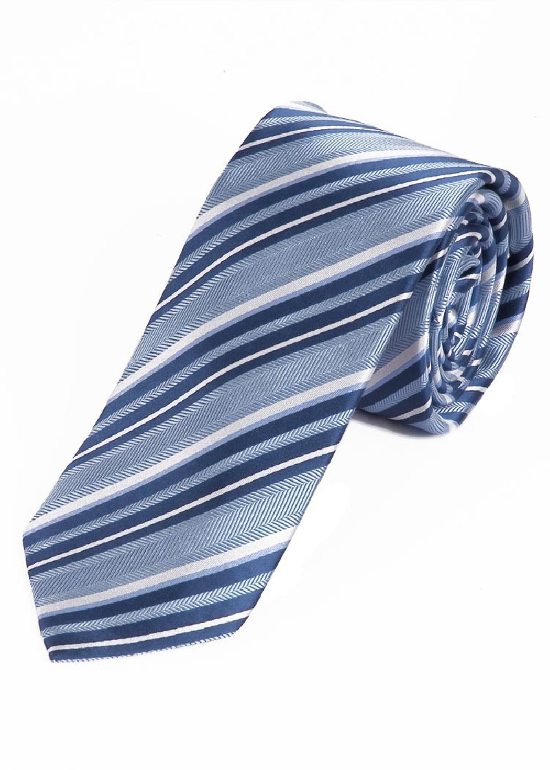Cravatta a righe azzurro perla bianco blu navy