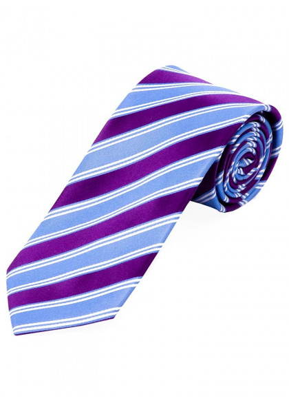 Businesskrawatte stylisches Streifendesign  taubenblau purpur weiß