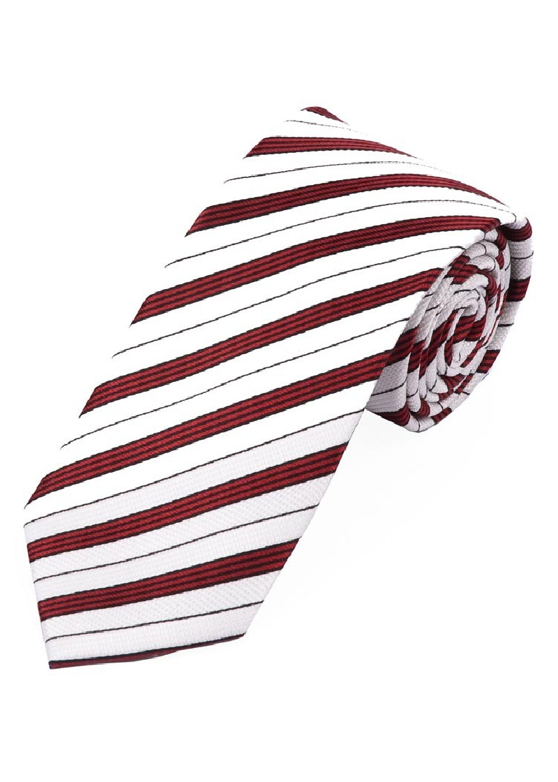 Cravatta da uomo con design a righe bianco, rosso