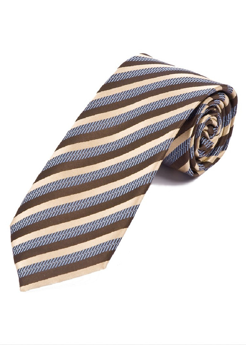 Cravatta business a righe larghe Beige Blu