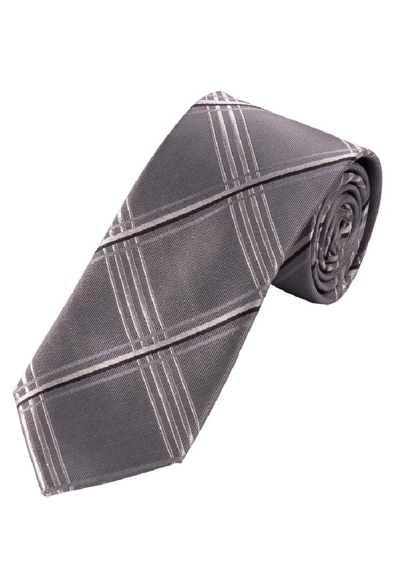 Cravatta linea colta a quadri grigio argento