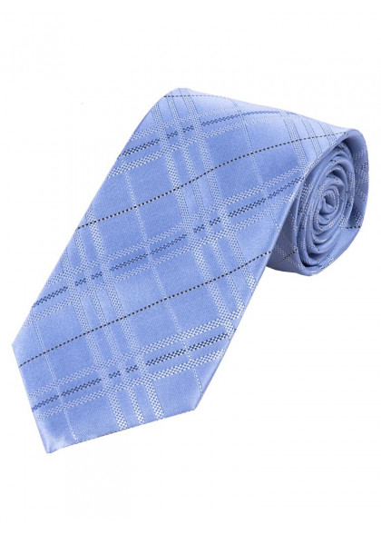 Herrenkrawatte elegantes Linienkaro taubenblau perlweiß