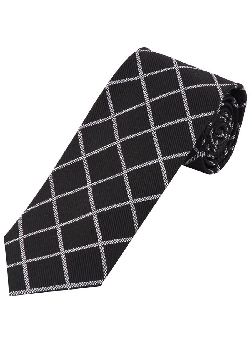 Cravatta elegante linea check asfalto nero bianco